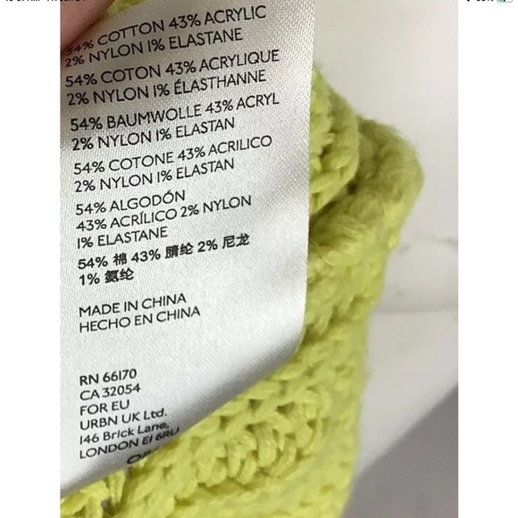 Free People Sz S Swim Too Deep Oversized Sweater Neon Green Cotton Acrylic - Picture 7 of 8